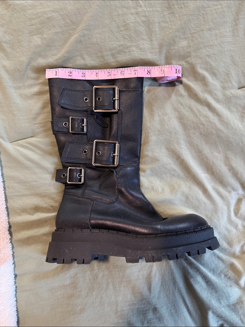 Zara Black Buckled Lug Sole Platform Boots - Picture 13 of 13